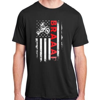 Dirt Bike Racing Usa Us American Flag Botocross Adult ChromaSoft Performance T-Shirt