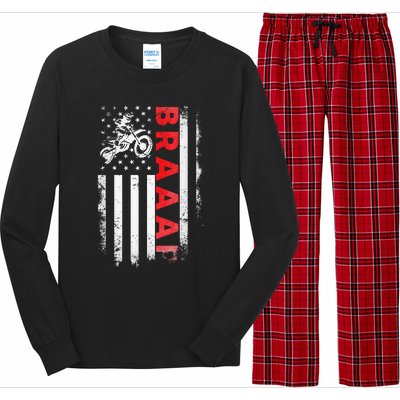 Dirt Bike Racing Usa Us American Flag Botocross Long Sleeve Pajama Set