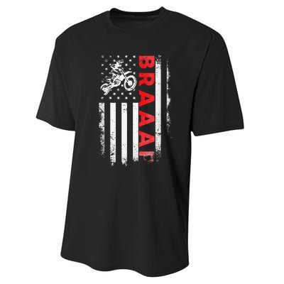 Dirt Bike Racing Usa Us American Flag Botocross Performance Sprint T-Shirt