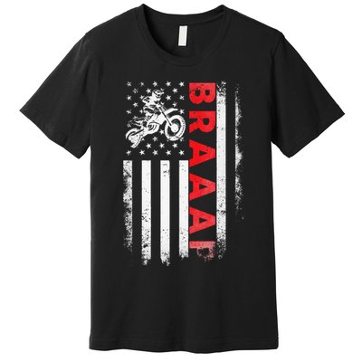 Dirt Bike Racing Usa Us American Flag Botocross Premium T-Shirt