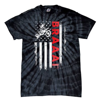 Dirt Bike Racing Usa Us American Flag Botocross Tie-Dye T-Shirt