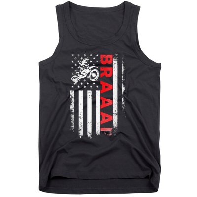 Dirt Bike Racing Usa Us American Flag Botocross Tank Top