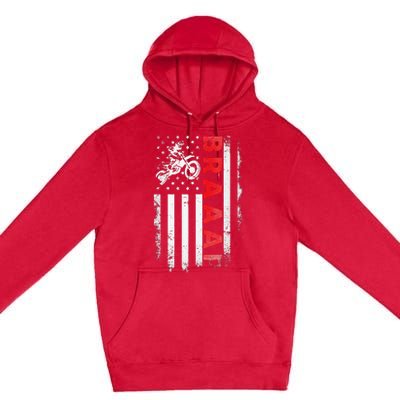 Dirt Bike Racing Usa Us American Flag Botocross Premium Pullover Hoodie