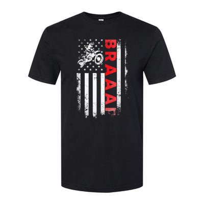 Dirt Bike Racing Usa Us American Flag Botocross Softstyle CVC T-Shirt