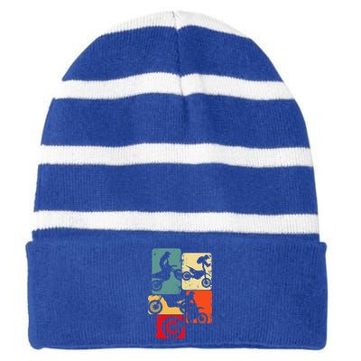 Dirt Bike Rider Motocross Enduro Dirt Biking Striped Beanie with Solid Band