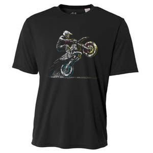 Dirt Bike Rider Retro Motorcycle Motocross Cooling Performance Crew T-Shirt