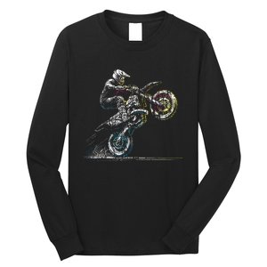 Dirt Bike Rider Retro Motorcycle Motocross Long Sleeve Shirt