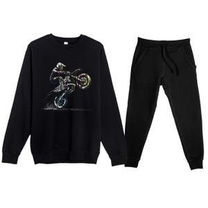 Dirt Bike Rider Retro Motorcycle Motocross Premium Crewneck Sweatsuit Set