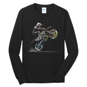 Dirt Bike Rider Retro Motorcycle Motocross Tall Long Sleeve T-Shirt