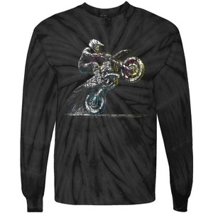 Dirt Bike Rider Retro Motorcycle Motocross Tie-Dye Long Sleeve Shirt