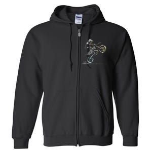 Dirt Bike Rider Retro Motorcycle Motocross Full Zip Hoodie