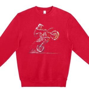 Dirt Bike Rider Retro Motorcycle Motocross Premium Crewneck Sweatshirt