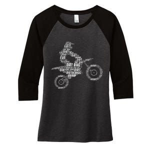 Dirt Bike Rider Motocross Enduro Dirt Biking Women's Tri-Blend 3/4-Sleeve Raglan Shirt