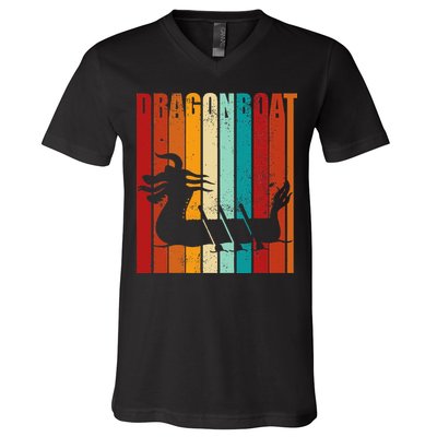 Dragon Boat Racing Dragon Boat Retro Paddling V-Neck T-Shirt