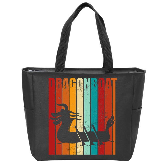 Dragon Boat Racing Dragon Boat Retro Paddling Zip Tote Bag