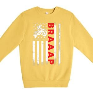 Dirt Bike Racing USA US American Flag Botocross Boys Premium Crewneck Sweatshirt