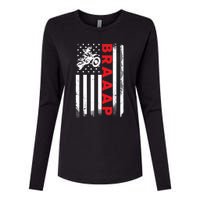 Dirt Bike Racing USA US American Flag Botocross Boys Womens Cotton Relaxed Long Sleeve T-Shirt