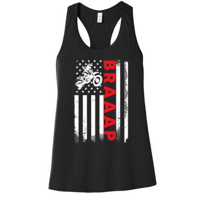 Dirt Bike Racing USA US American Flag Botocross Boys Women's Racerback Tank