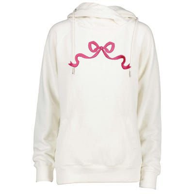 Dainty Bow Ribbon Womens Funnel Neck Pullover Hood