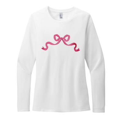 Dainty Bow Ribbon Womens CVC Long Sleeve Shirt