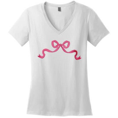 Dainty Bow Ribbon Women's V-Neck T-Shirt