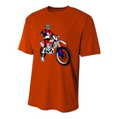 Dirt Bike Rider Motocross Enduro Dirt Biking Kids Men Youth Performance Sprint T-Shirt