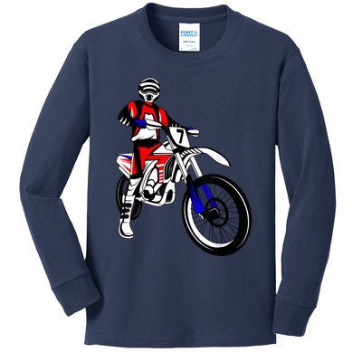 Dirt Bike Rider Motocross Enduro Dirt Biking Kids Men Kids Long Sleeve Shirt