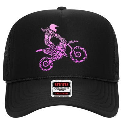 Dirt Bike Rider Motocross Enduro Dirt Biking High Crown Mesh Back Trucker Hat