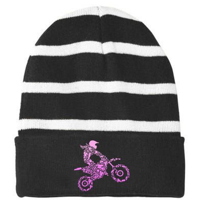 Dirt Bike Rider Motocross Enduro Dirt Biking Striped Beanie with Solid Band