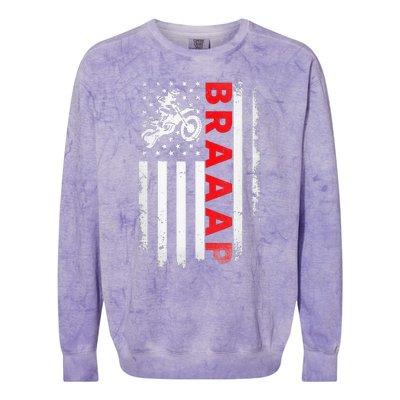 Dirt Bike Racing USA US American Flag Botocross Colorblast Crewneck Sweatshirt