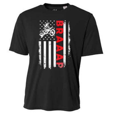 Dirt Bike Racing USA US American Flag Botocross Cooling Performance Crew T-Shirt