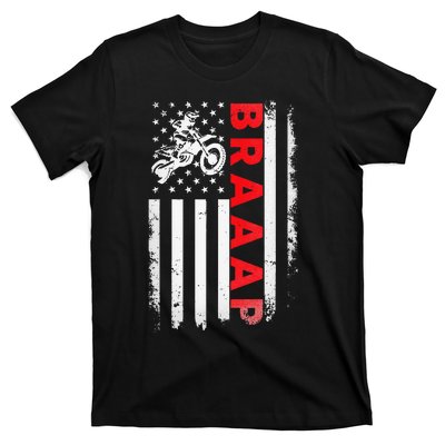 Dirt Bike Racing USA US American Flag Botocross T-Shirt