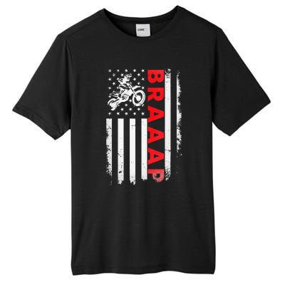 Dirt Bike Racing USA US American Flag Botocross Tall Fusion ChromaSoft Performance T-Shirt