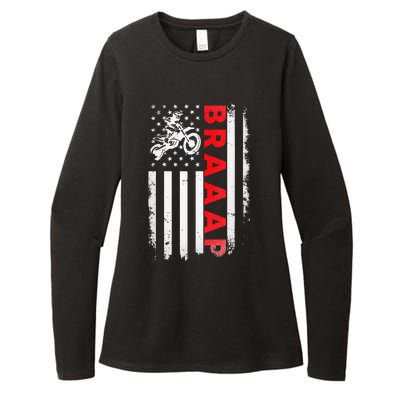 Dirt Bike Racing USA US American Flag Botocross Womens CVC Long Sleeve Shirt