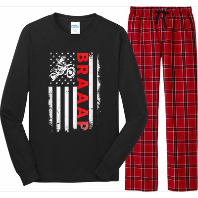 Dirt Bike Racing USA US American Flag Botocross Long Sleeve Pajama Set