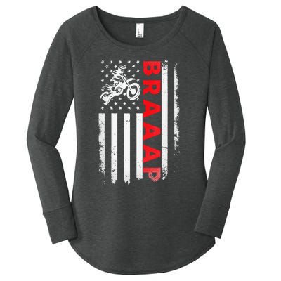 Dirt Bike Racing USA US American Flag Botocross Women's Perfect Tri Tunic Long Sleeve Shirt