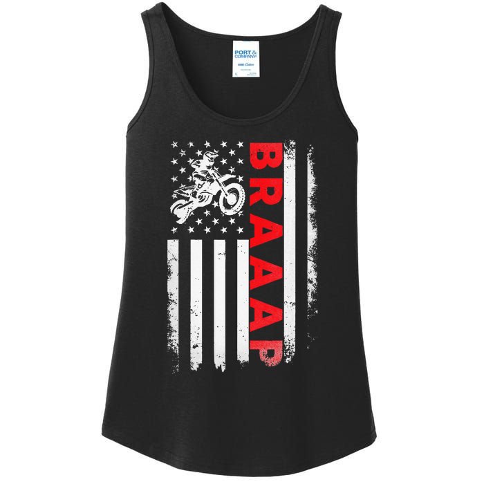 Dirt Bike Racing USA US American Flag Botocross Ladies Essential Tank