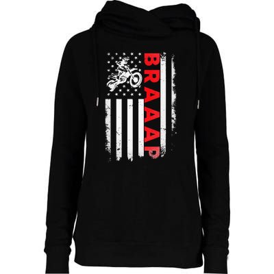 Dirt Bike Racing USA US American Flag Botocross Womens Funnel Neck Pullover Hood