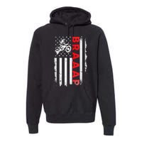 Dirt Bike Racing USA US American Flag Botocross Premium Hoodie