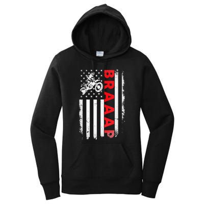 Dirt Bike Racing USA US American Flag Botocross Women's Pullover Hoodie