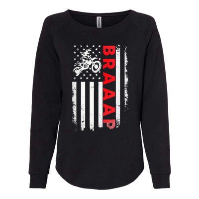 Dirt Bike Racing USA US American Flag Botocross Womens California Wash Sweatshirt