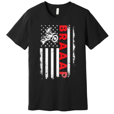 Dirt Bike Racing USA US American Flag Botocross Premium T-Shirt