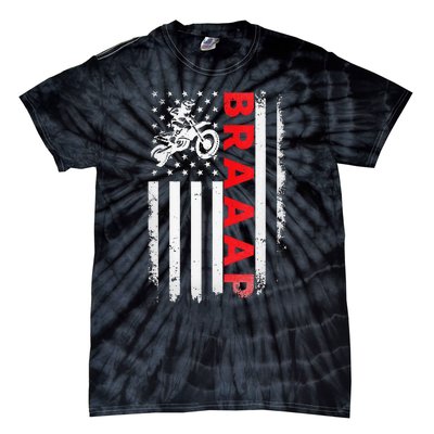 Dirt Bike Racing USA US American Flag Botocross Tie-Dye T-Shirt