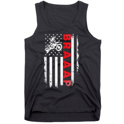 Dirt Bike Racing USA US American Flag Botocross Tank Top