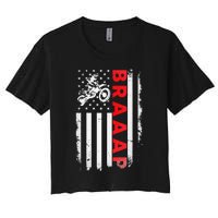 Dirt Bike Racing USA US American Flag Botocross Women's Crop Top Tee