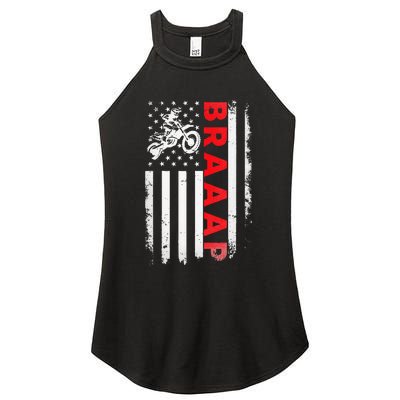 Dirt Bike Racing USA US American Flag Botocross Women's Perfect Tri Rocker Tank