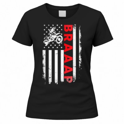 Dirt Bike Racing USA US American Flag Botocross Women's T-Shirt