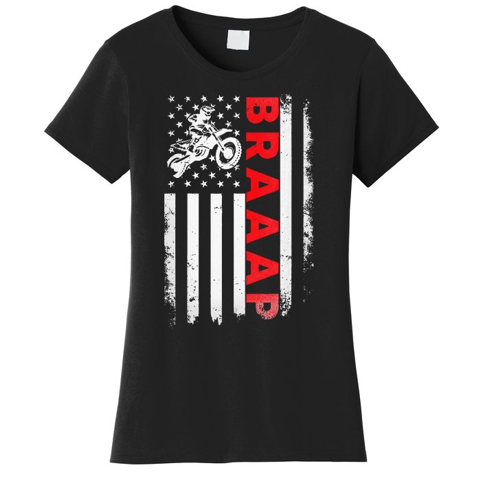 Dirt Bike Racing USA US American Flag Botocross Women's T-Shirt