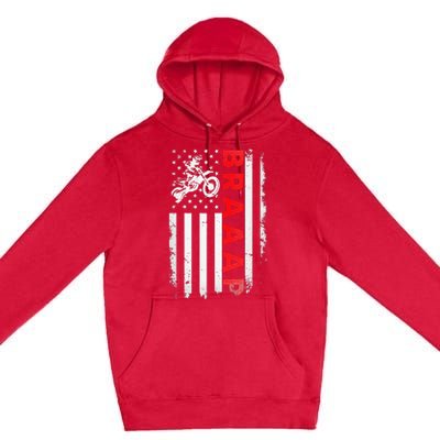 Dirt Bike Racing USA US American Flag Botocross Premium Pullover Hoodie