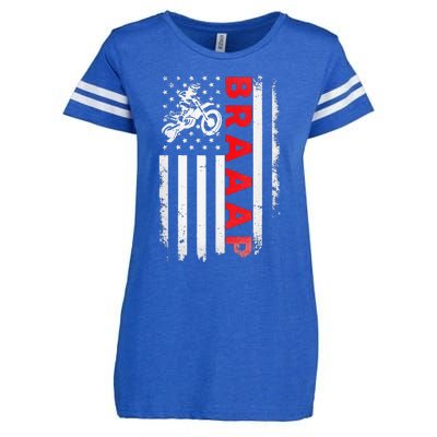 Dirt Bike Racing USA US American Flag Botocross Enza Ladies Jersey Football T-Shirt